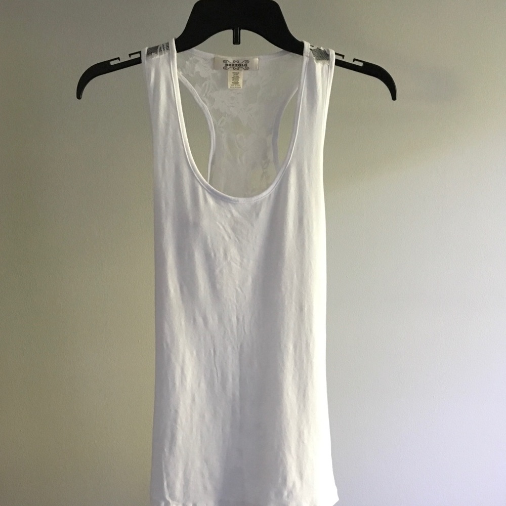 Bozzolo Tank Top. Lace On the Back. White Size Med